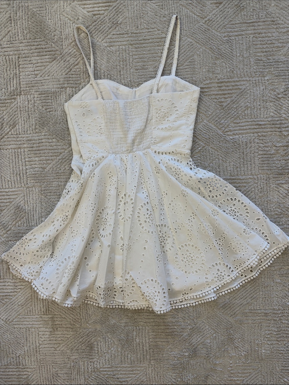 ZARA White Eyelet Fit-and-Flare Mini Dress - Picture 7 of 7